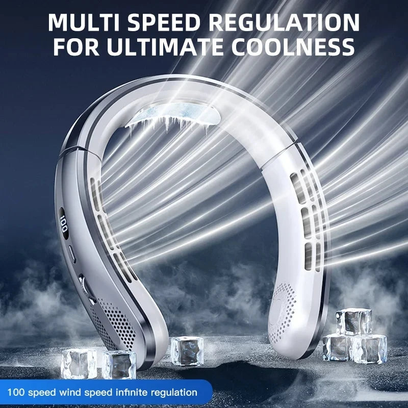 8000mAh Hanging Neck Fan Portable Bladeless USB Rechargeable Mute LED Digital Display Air Cooler Hands Free Fan for Home Outdoor Beauty World Shop
