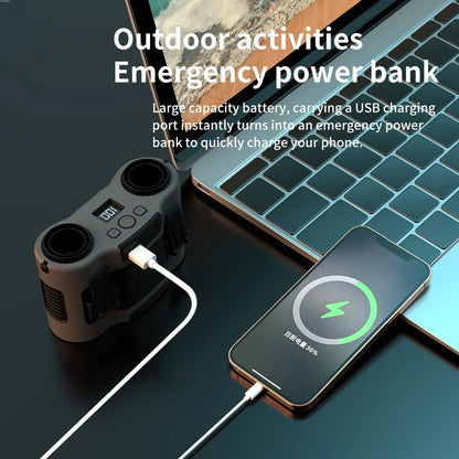 Portable Waist Clip Fan Mini USB Charging Hanging Fan with LED Flashlight Outdoor Single/dual Air Outlet Fan 20000/10000Mah F6/7 Beauty World Shop