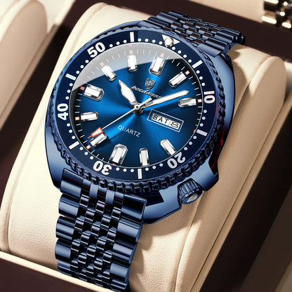 POEDAGAR Luxury Business Men Watch Date Week Waterproof Luminous Man Wristwatch Sport Stainless Steel Quartz Men's Watches Reloj Beauty World Shop
