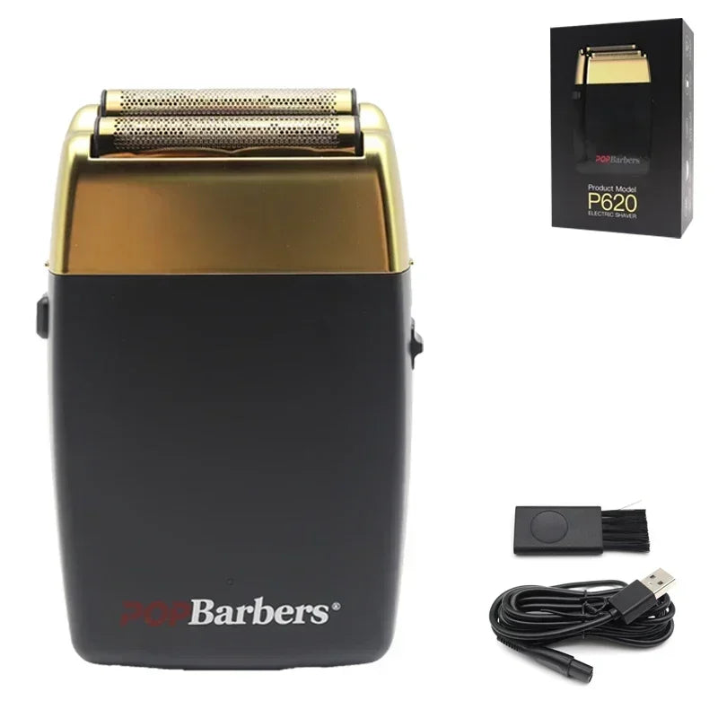 11000 RPM POP Barbers P620 Professional Electric Men's Beard Trimmer Double Foil Shaver Electric Shaver USB Hair Cutting Machine Beauty World Shop