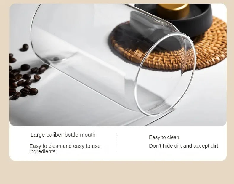 Manual Vacuum Sealed Coffee Jar High Borosilicate Glass Moisture Proof Tea Storage Container for Kitchen Coffee Beauty Trend Shop