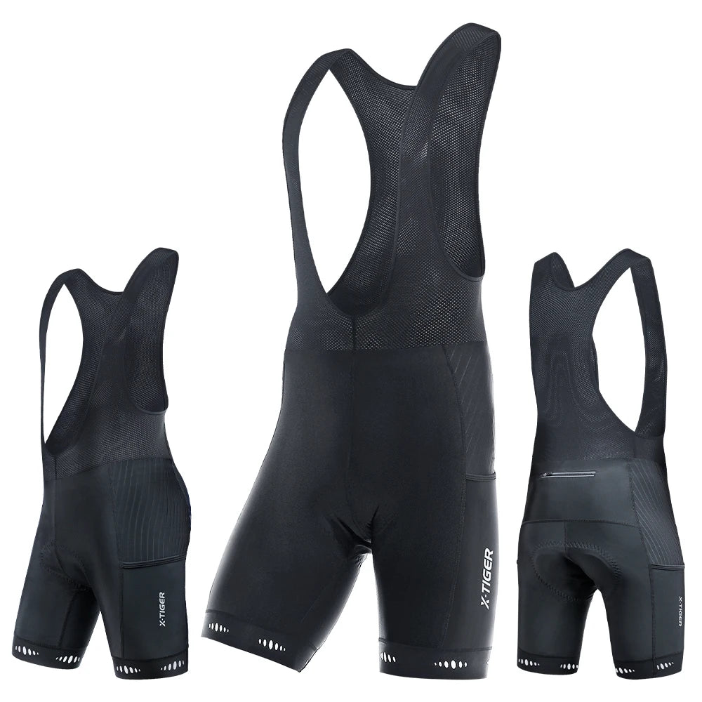 X-TIGER Men's Cycling Bike Bib Short with Phone Pockets 5D Padded Shockproof Breathable Quick-Dry Biking Bicycle Bib Tights Beauty World Shop