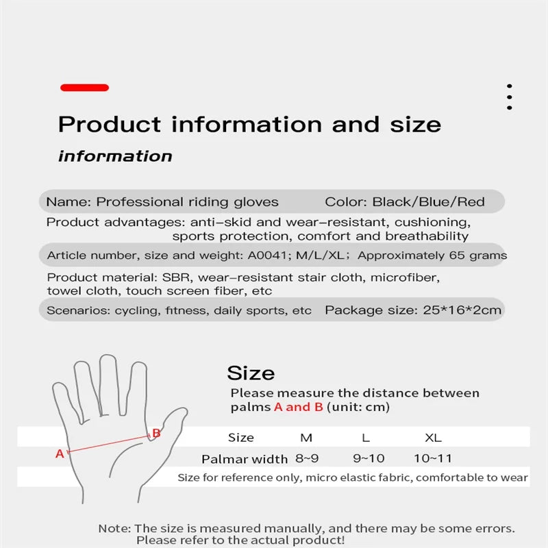 MTB Bike Sports Cycling Gloves Full Finger Men Women Running Fitness Gym Spring Summer Riding Motorcycle Gloves Beauty World Shop