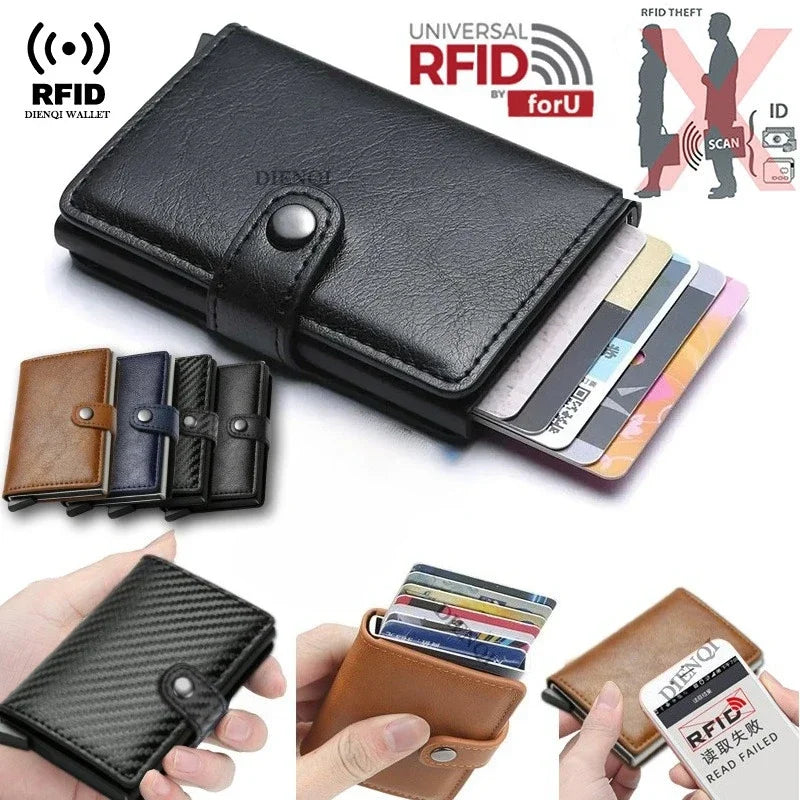 Rfid Credit Card Holder Men Wallets Luxury Small Smart Wallet Metal Business Mini Cardholder Case Women Minimalist Walet for Men Beauty World Shop