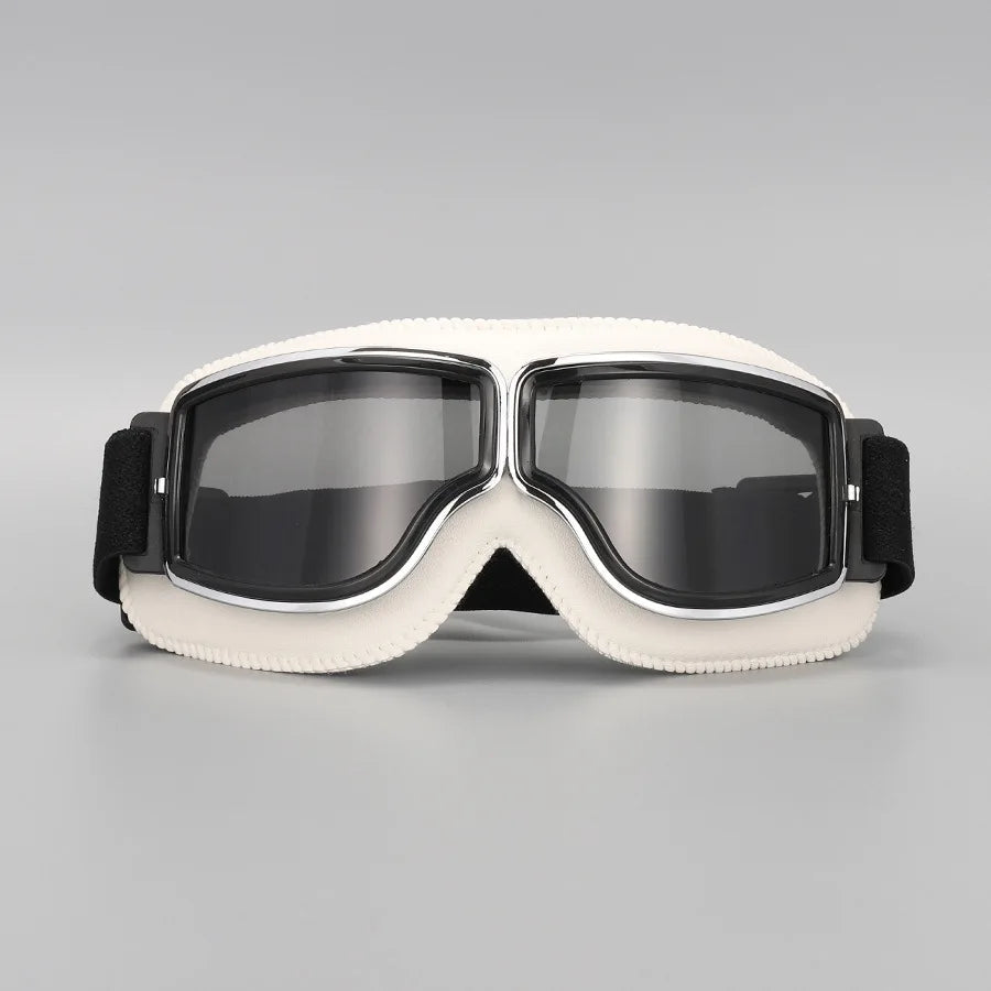 Motorcycle Glasses Windproof Motorcycle Helmet Glasses Sunglasses Retro Universal Folding Leather Retro Motorcycle Accessories Beauty World Shop