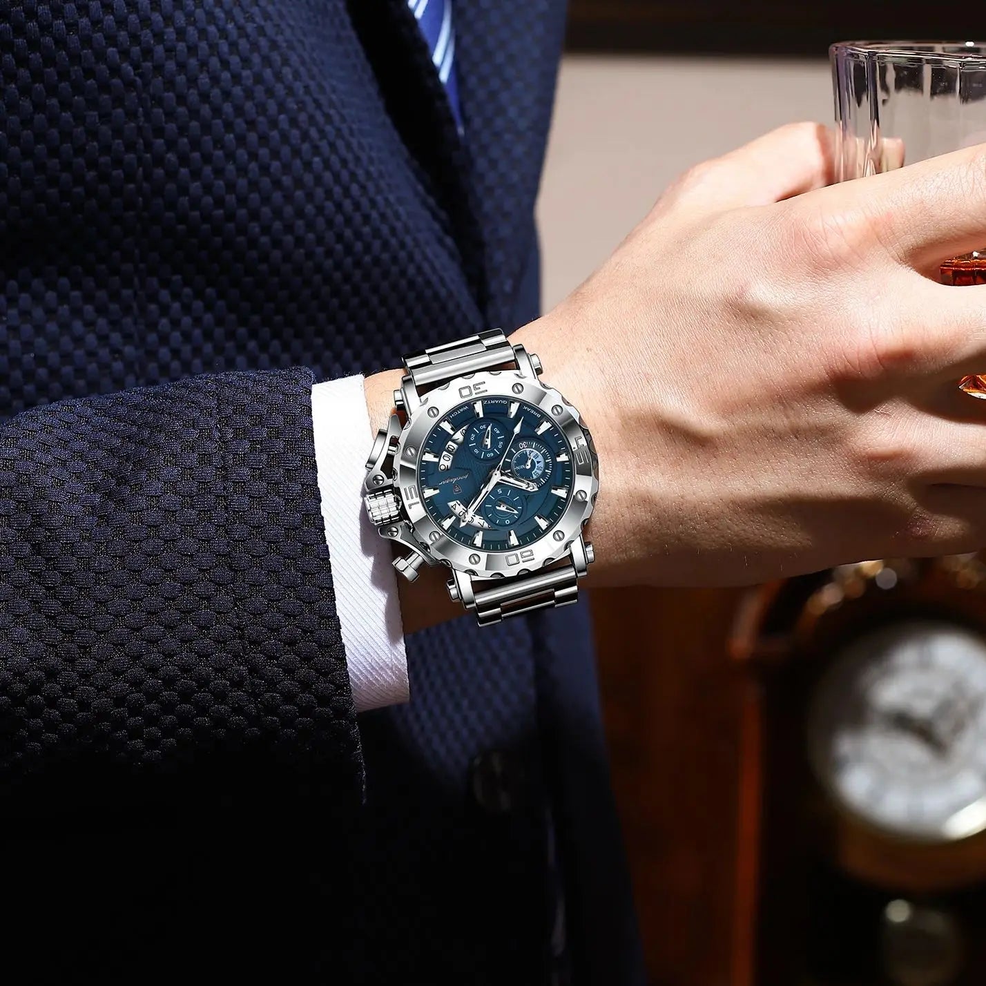 POEDAGAR Luxury Men's Watch Calendar Luminous Waterproof Man Clock Chronograph Stainless Steel Quartz Watches For Men Reloj Gift Beauty World Shop