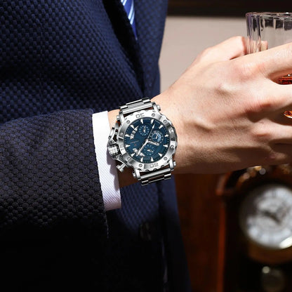 POEDAGAR Luxury Men's Watch Calendar Luminous Waterproof Man Clock Chronograph Stainless Steel Quartz Watches For Men Reloj Gift Beauty World Shop