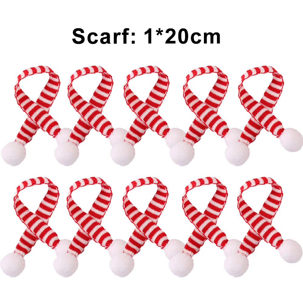 Mini Santa Knitted Hat & Scarf Small Christmas Costume for Cat Rabbit Doll Lollipop Bottle Cap DIY Xmas Party Dinner Decoration Beauty World Shop