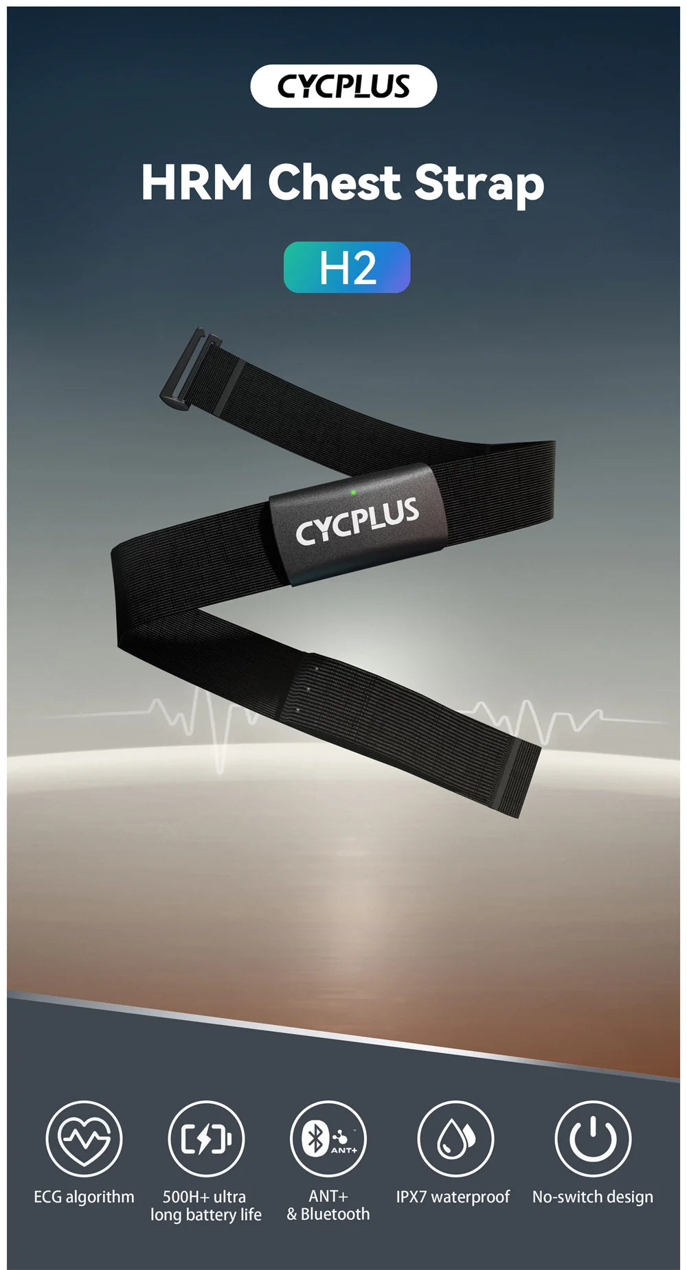 CYCPLUS H2 Heart Rate Sensor Chest Strap Belt Dual Mode ANT BLE Cycling Computer Bike Accessories Sports Heart Rate Monitor Beauty World Shop