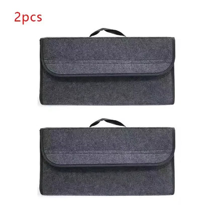 Gray Anti Slip Compartment Boot Storage Organizer Tool Car Storage Bag Car Trunk Organizer Soft Felt Storage Box Car Accessories Beauty World Shop