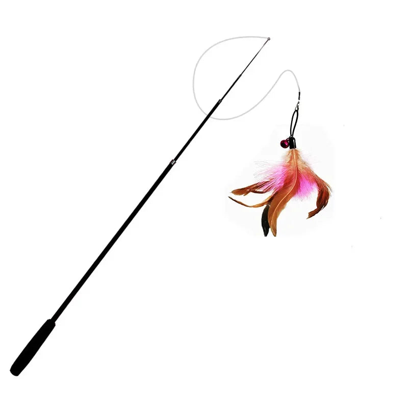 Extended telescopic cat stick Cat Toys 1.8m Scratch Resistant Pet Accessories Telescopic Fishing Rod with Feather for Active Cat