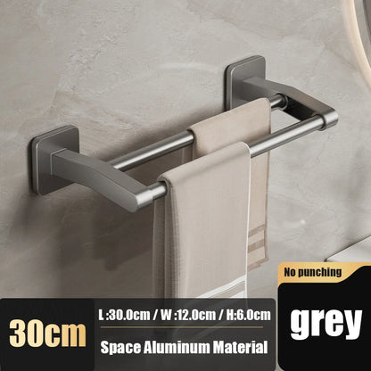 Self-adhesive Home Bathroom Towel Rack Holder Without Drilling Wall Mount Towel Shelf Kitchen Bathroom Accessories Towel Hanger Beauty World Shop