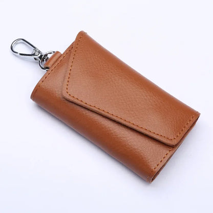 New Genuine Leather Keychain Men Key holder key organizer Pouch Car Key pouch Wallet Housekeeper Key Case Mini Card Bag Beauty World Shop