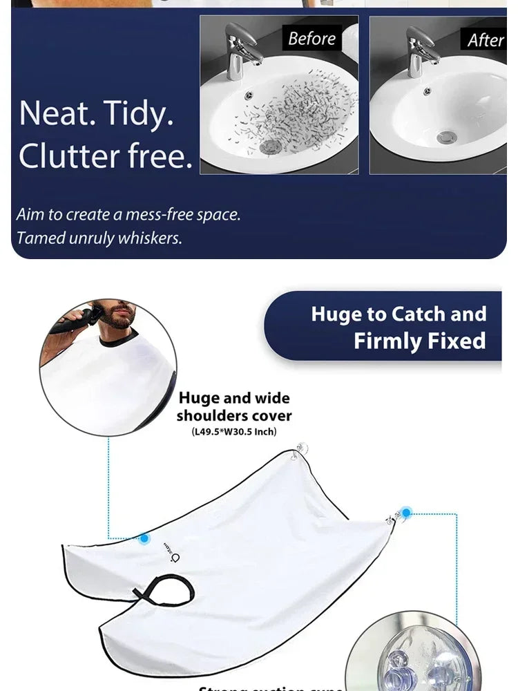 Male Shaving Apron Beard Catcher Cape Care Bib Face Shaved Hair Adult Bibs Shaver Cleaning Hairdresser for Man Clean Apron Gift Beauty Fashion