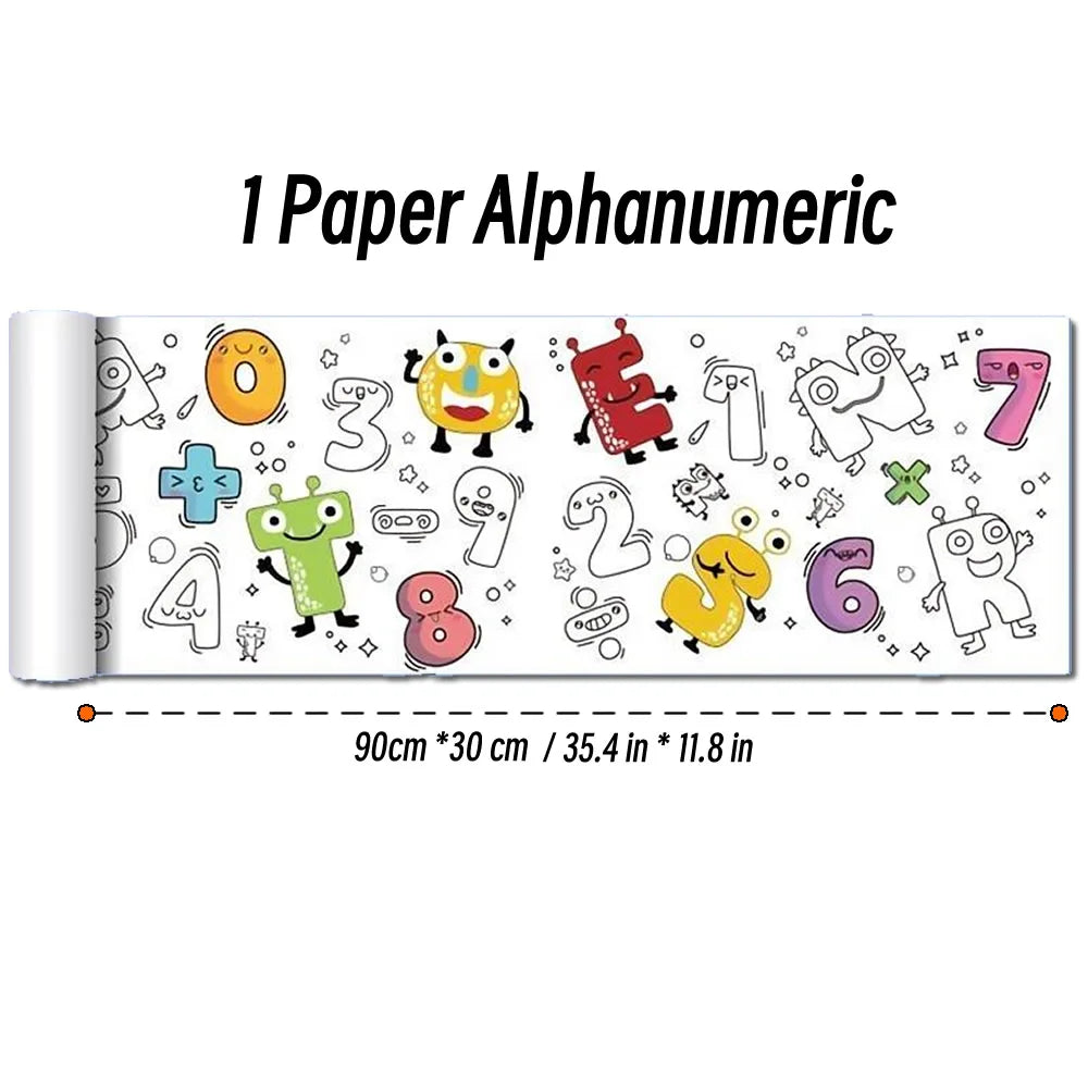 90cm Animal Canvas Children's Drawing Roll DIY Coloring Paper Roll Color Filling Graffiti Paper-cut Painting Educational School Beauty World Shop