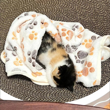 Warm Pet Cat Blanket Autumn Winter Cozy Thicken Fleece Kitten Footprint Bed Mat for Small Medium Big Cats Dog Chihuahua Supplies Beauty World Shop