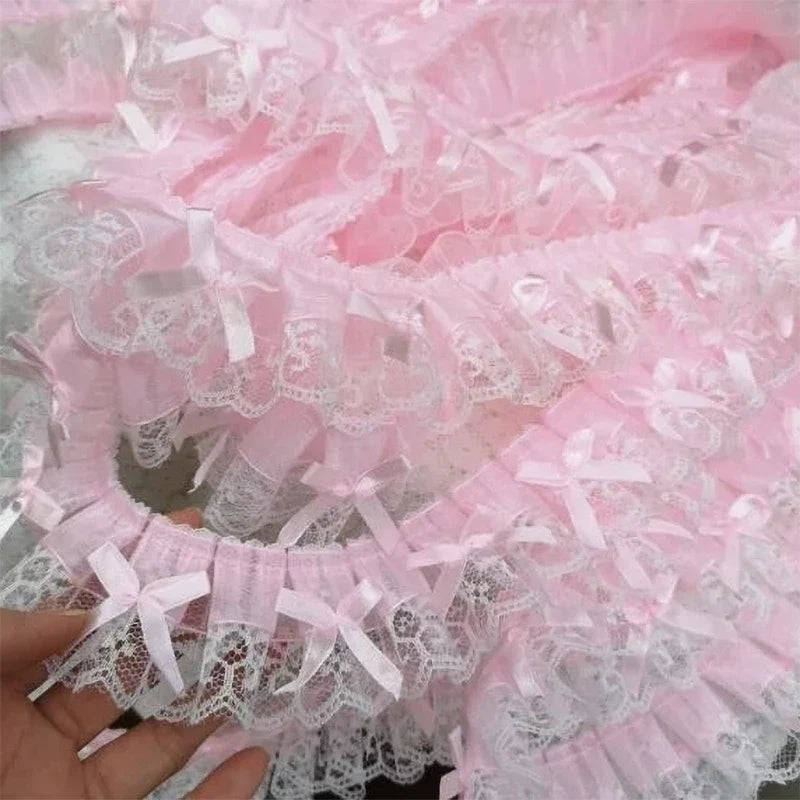 1 Yard Pink Bow Embroidery Lace Fabric Trim DIY Clothing Decoration Accessory 5CM Wide Home Accessories Store