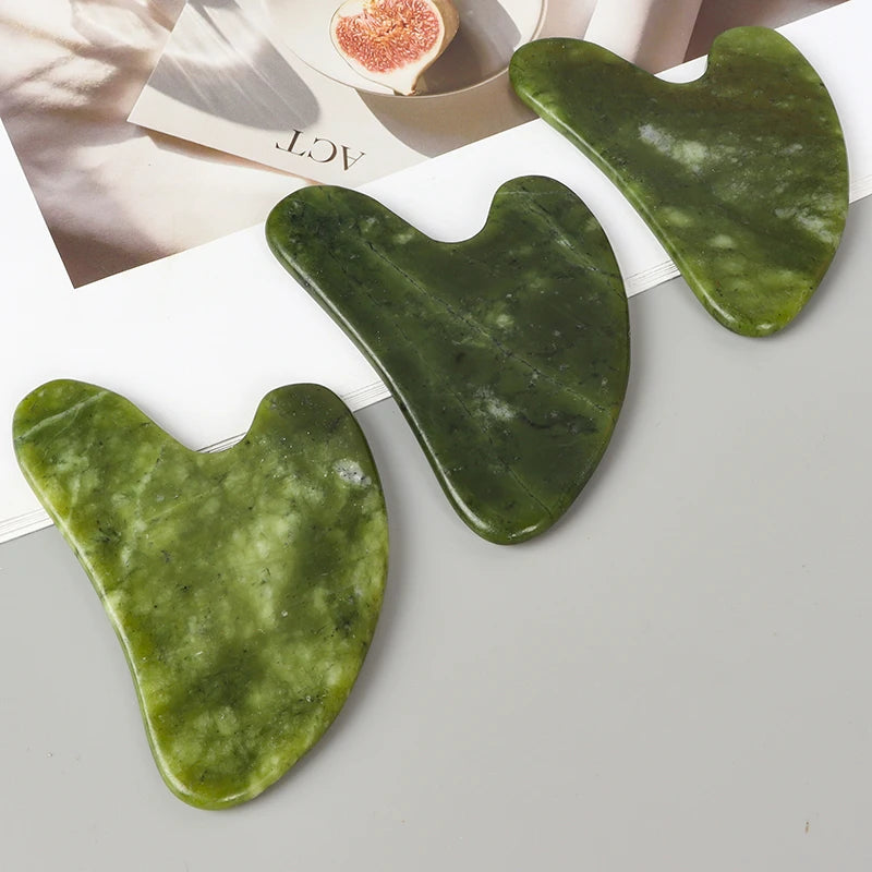 Helu Jade Gua Sha Tool Xiuyan Jade Heart-shape Massager Neck Massage Guasha Beauty Product Skin Care health Tool Beauty World Shop