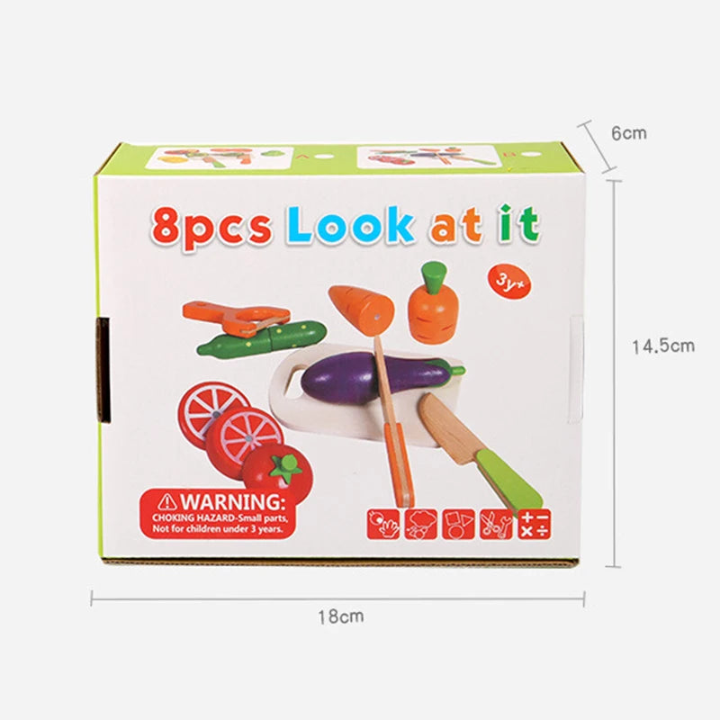 Simulation Kitchen Pretend Toy Wooden Classic Game Montessori Educational Toy For Children Kids Gift Cutting Fruit Vegetable Set Beauty World Shop