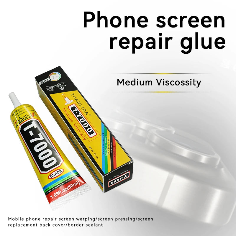 T7000 Black Contact Cellphone Tablet Repair Adhesive Zhanlida Strong t-7000 Glue 15ML 50ML 110ML with Fine Needle Outlet Beauty World Shop