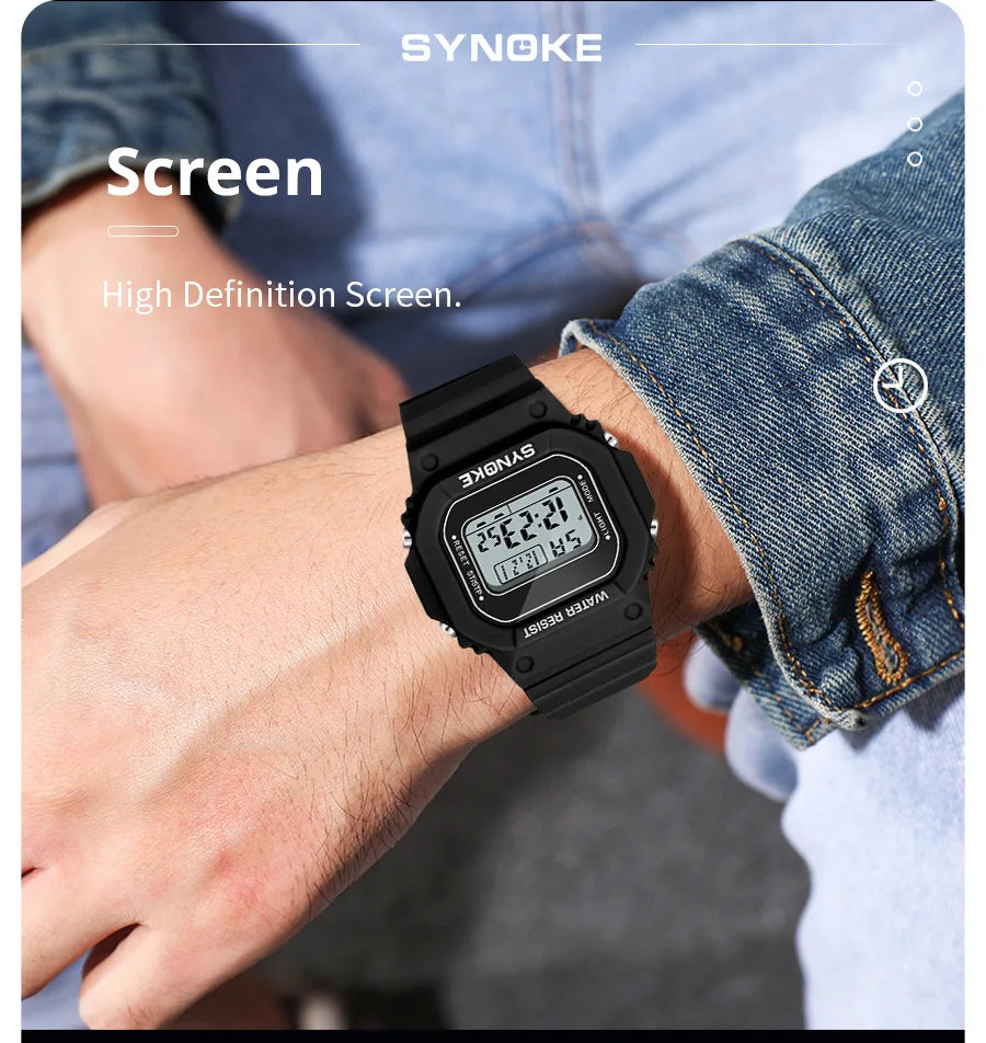 SYNOKE Outdoor Military Digital Watch For Men Fashion Retro Men Watch Sports Waterproof Men Watch Multifunctional Luminous Beauty World Shop