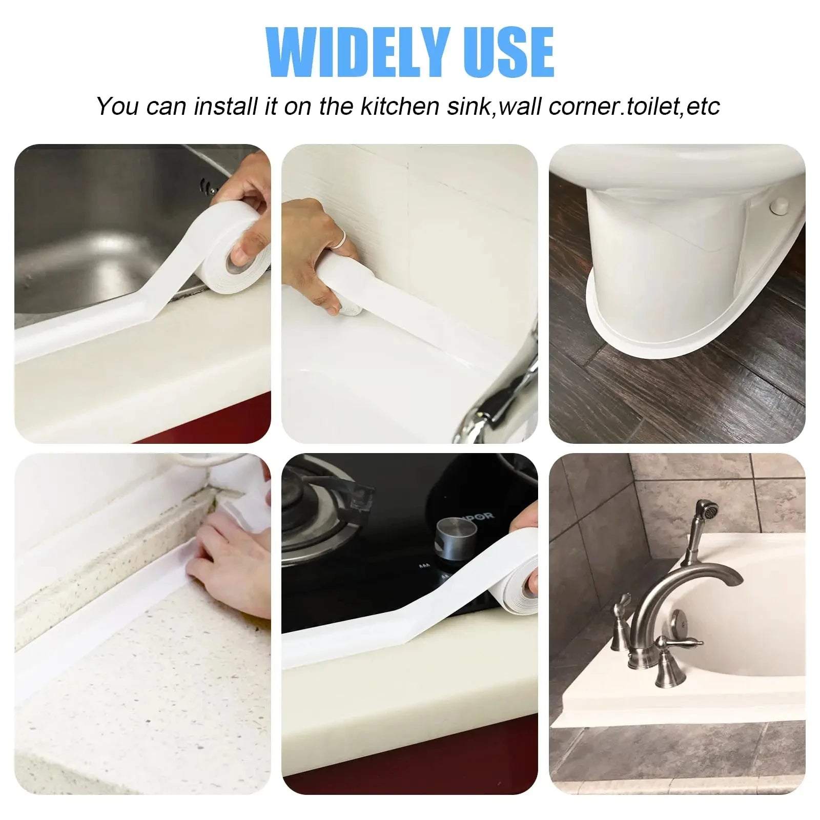 PVC tape Waterproof wall glue sink edge seal mildew resistant caulking strip Kitchen bathroom shower tub Beauty World Shop