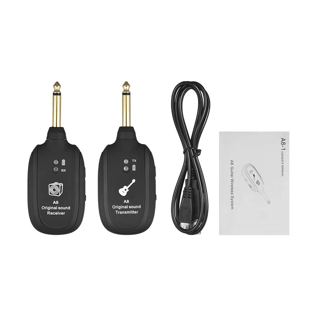 A8 Guitar Wireless System - Built-in Rechargeable Transmitter & Receiver for Electric Guitar/Bass Beauty World Shop