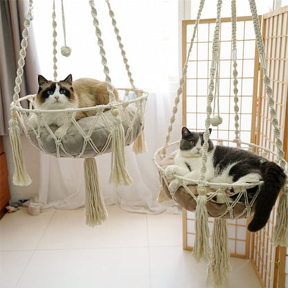Winter Pet Hammock Cat Swing Hand Woven Cotton Rope Cats Hanging Basket  Kitten Hanging String Den Indoor Pend Nest Pet Supplies Beauty World Shop