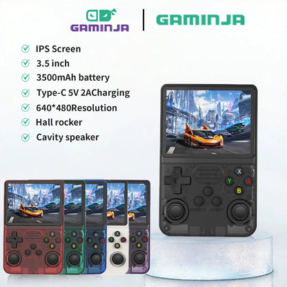 GAMINJA R36S Handheld Game Console 3.5Inch IPS 640x480 Screen Built in 64GB Memory Classic Games Portable Handheld Game Console Beauty World Shop