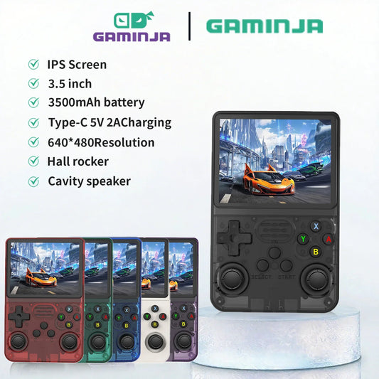 GAMINJA R36S Handheld Game Console 3.5Inch IPS 640x480 Screen Built in 64GB Memory Classic Games Portable Handheld Game Console Beauty World Shop
