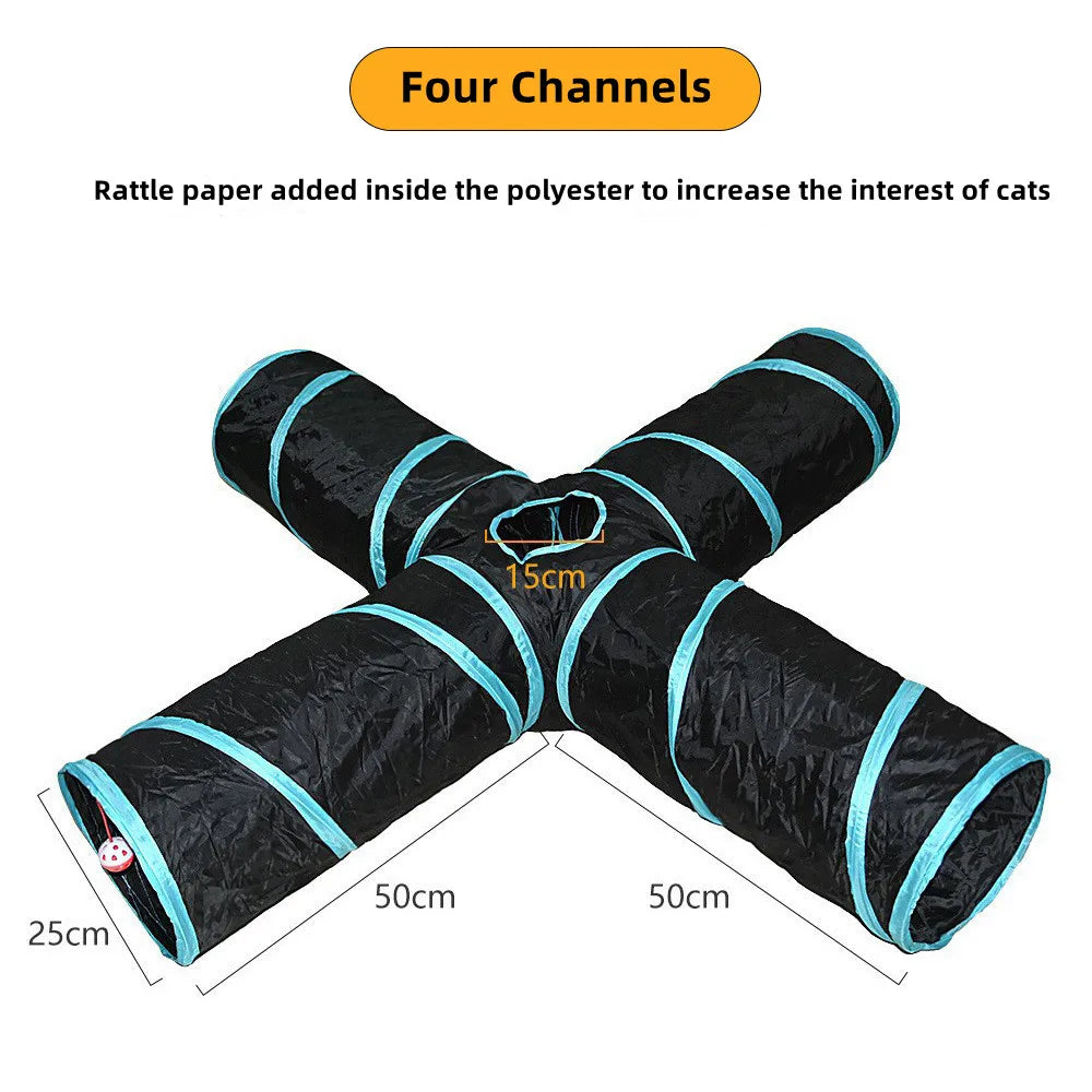 Cat Tunnel Pet Supplies Cat S T Pass Play Tunnel Foldable Cat Tunnel Cat Toy Breathable Drill Barrel for Indoor loud paper Beauty World Shop