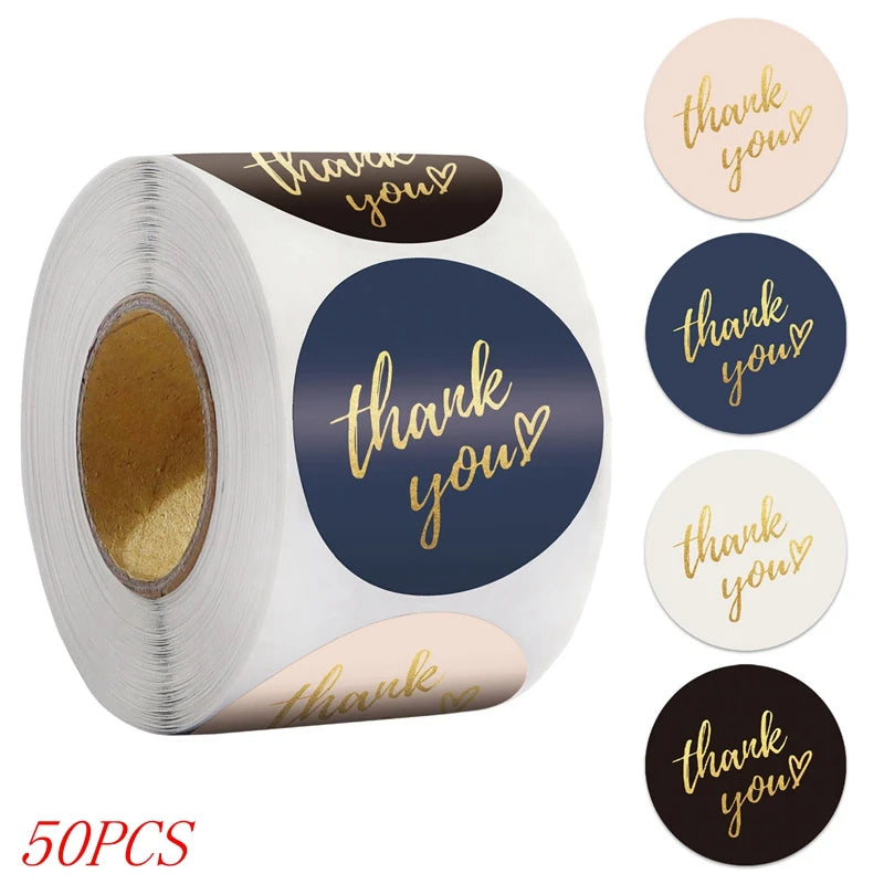 50-500pcs 1inch Blue Thank You Stickers For Envelope Sealing Labels Stationery Supplies Handmade Wedding Gift Decoration Sticker Beauty World Shop