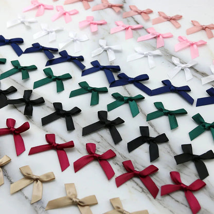 (50 Pcs) 4*4cm Colourful Ribbon Bows Small Size Polyester Satin Ribbon Bow Flower DIY Craft Decoration Beauty World Shop