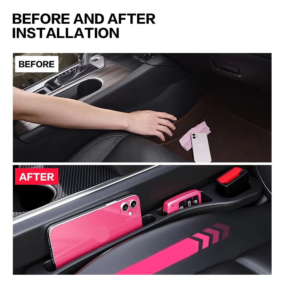 2PCS Car Seat Gap Filler Between Seats Console Organizer Seat Crevice Storage Box Bag Decoration Interior Auto Accessories Beauty World Shop