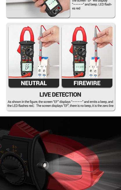ANENG ST180 AC Current Clamp Meter  Digital 4000 Counts Multimeter Ammeter Voltage Tester Car Amp Hz Capacitance NCV Ohm Tool Beauty World Shop