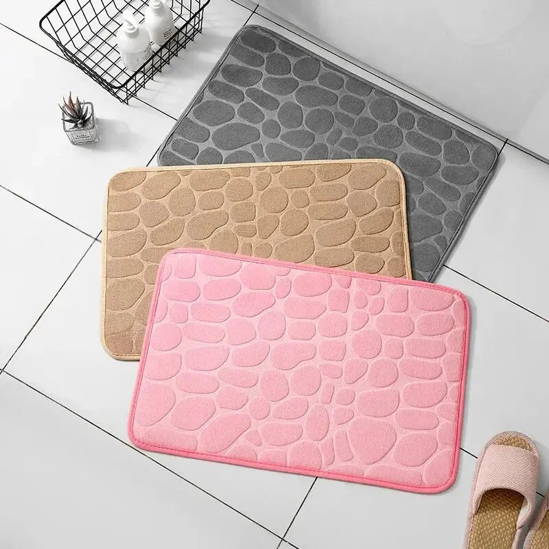 1pc embossed fiber carpet, bathroom living room anti slip mat, pebble floor mat, household items Beauty World Shop