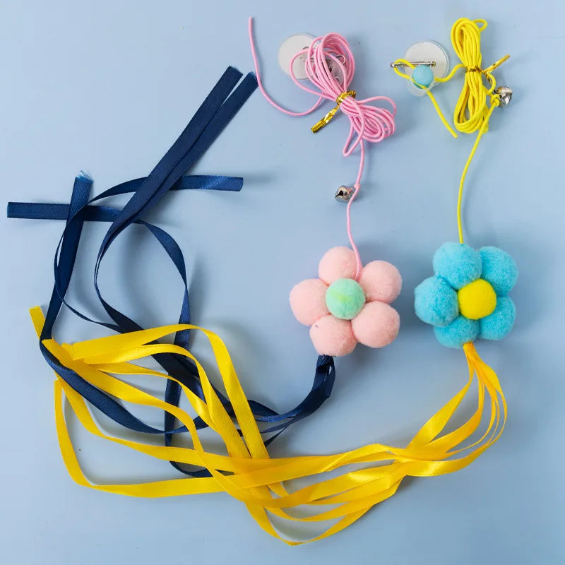 7pcs Random Cat Toy Swing Sticky Disc Elastic Hanging Door Teasing Cat Rope Long Rope Teasing Cat Cat Toy Cat Accessories