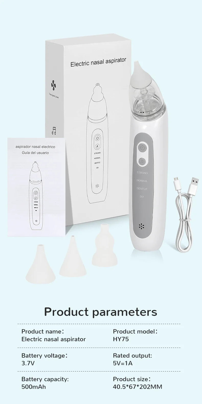 Nasal Aspirator for Baby Electric Nose Aspirator for Toddler Nose Sucker Automatic Nose Cleaner with Music and 3 Silicone Tips Beauty Trend Shop