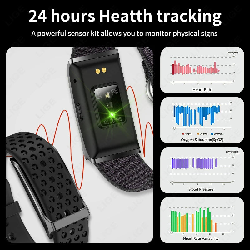 LIGE No Screen Smart Watch Men's Sports Outdoors Fitness Heart Rate Monitor 1ATM Waterproof New Smartwatch For Andrio IOS 2025 Beauty World Shop