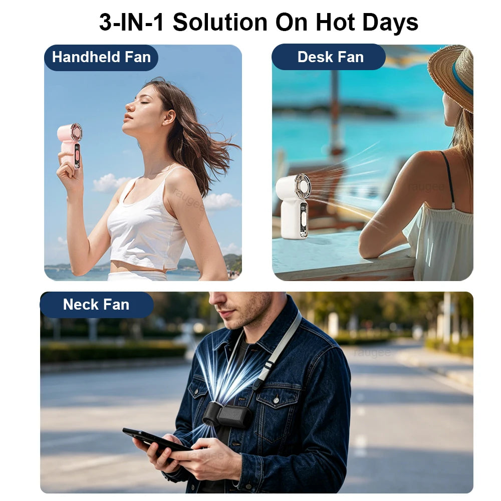 Mini Portable Handheld Fan Personal Pocket-Sized Digital Display Hand Fan USB Rechargeable Outdoor Small Pocket Hand Fan Beauty World Shop