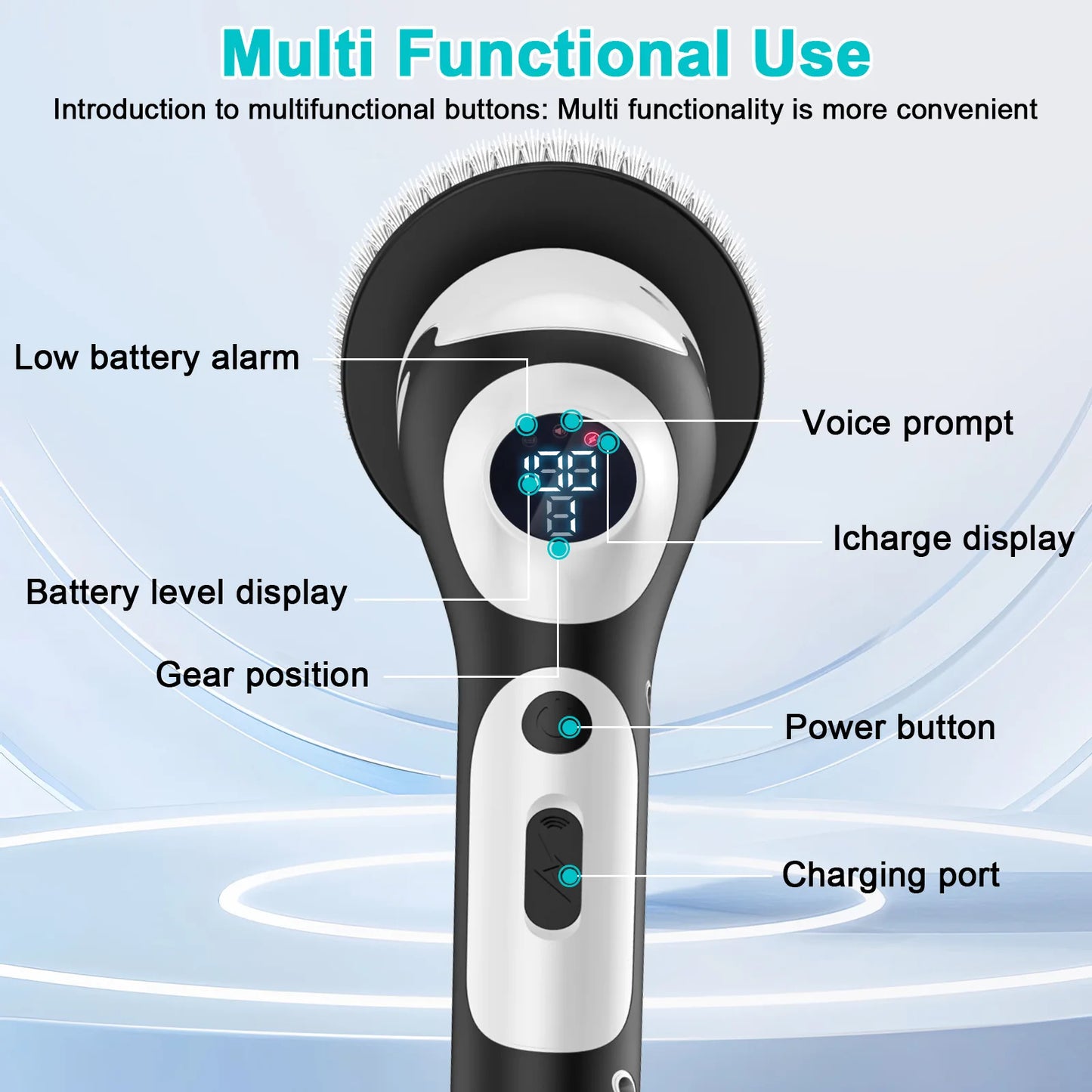 HOMEFISH Multifunctional Electric Cleaning Brush Voice Rechargeable Smart Rotary Cleaning Brush Kitchen Cleaning Brush Beauty World Shop