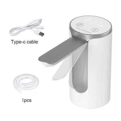 HOMEFISH Electric Water Bottle Pump 1200mAh Type C Rechargeable with LED Display Automatic Touch Button 3 Quantitative Settings Beauty World Shop