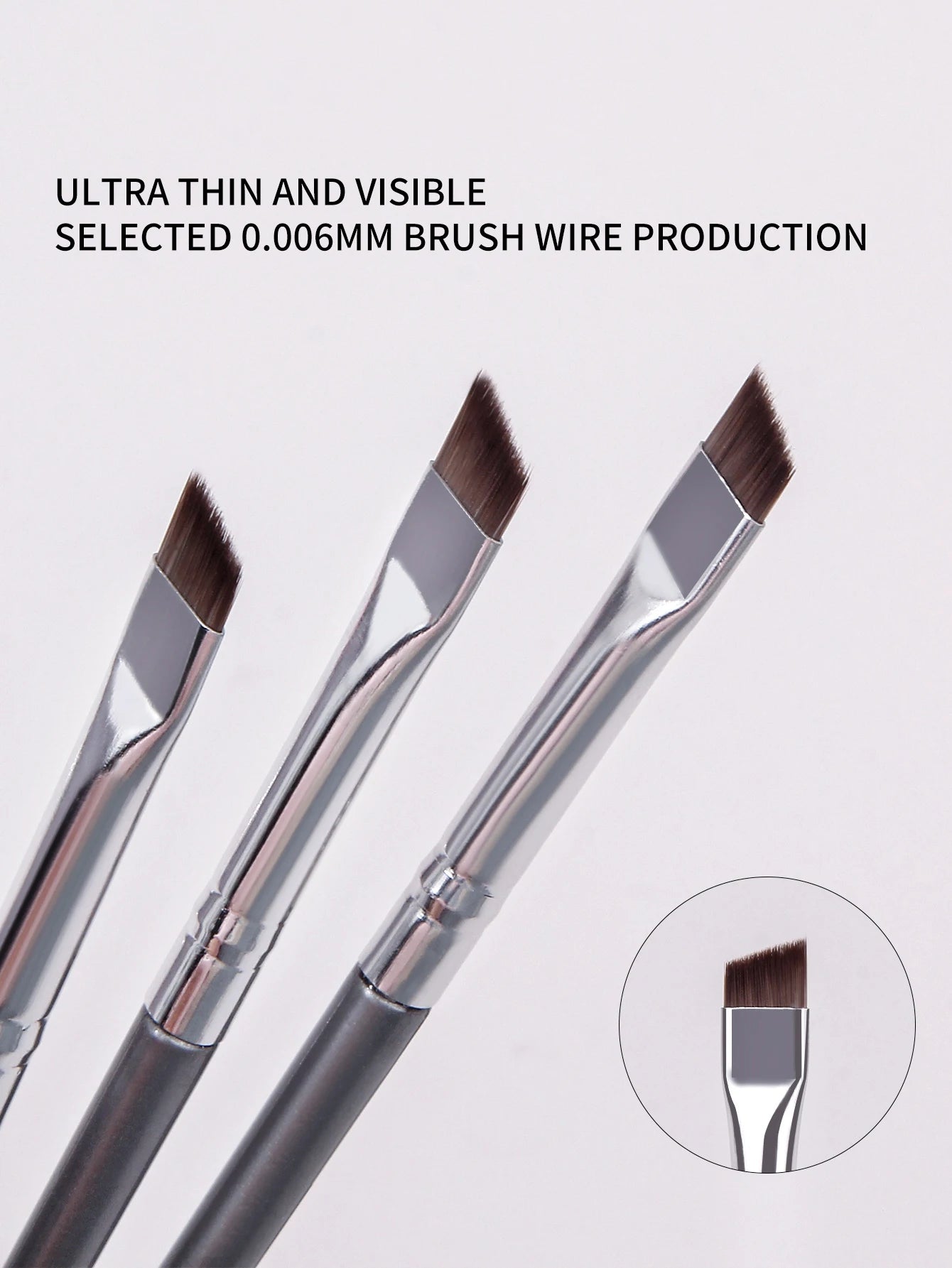 12pcs silvery Super Thin Blade Eyeliner Brush & Soft Makeup Brush Set, Portable Eyebrow Brush & Multipurpose Cosmetic Tool Beauty World Shop