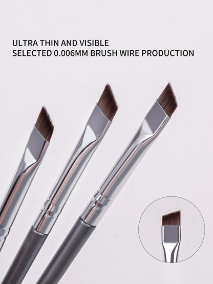 12pcs silvery Super Thin Blade Eyeliner Brush & Soft Makeup Brush Set, Portable Eyebrow Brush & Multipurpose Cosmetic Tool Beauty World Shop