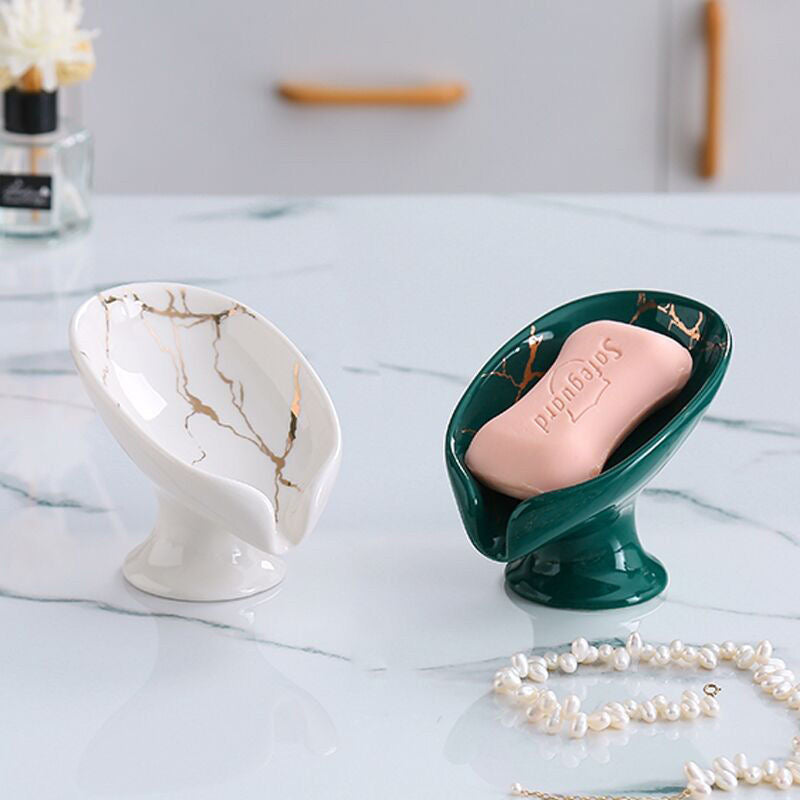 New 1 ceramic Leay shower soap holder, bathroom and kitchen supplies shape box, drain hole tray, storage board Beauty World Shop