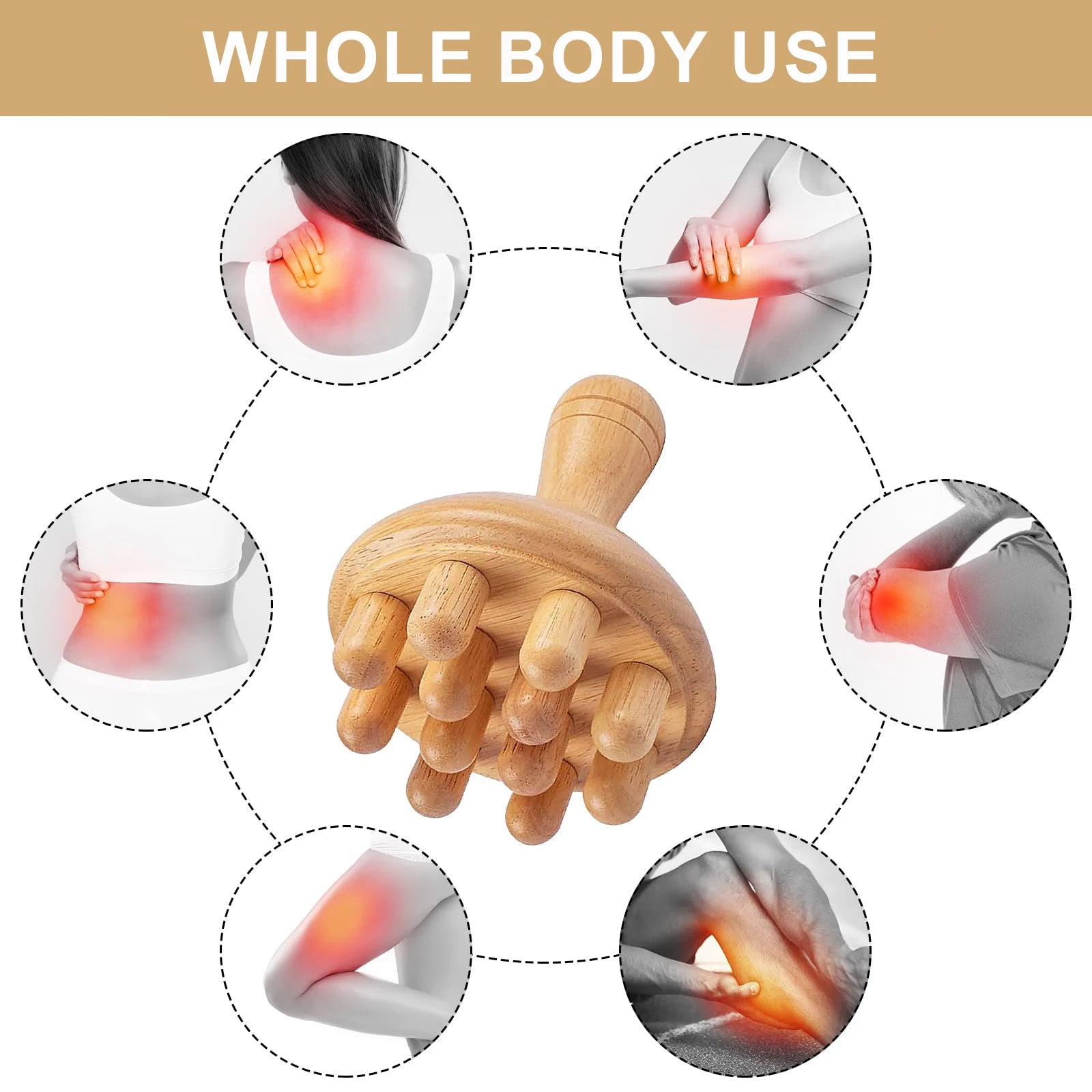 Wooden Mushroom Massager Manual Massage Tool, Wood Mushroom Massage Tools Muscle Tension Local Fat Gua Sha for Full Body Use Beauty World Shop