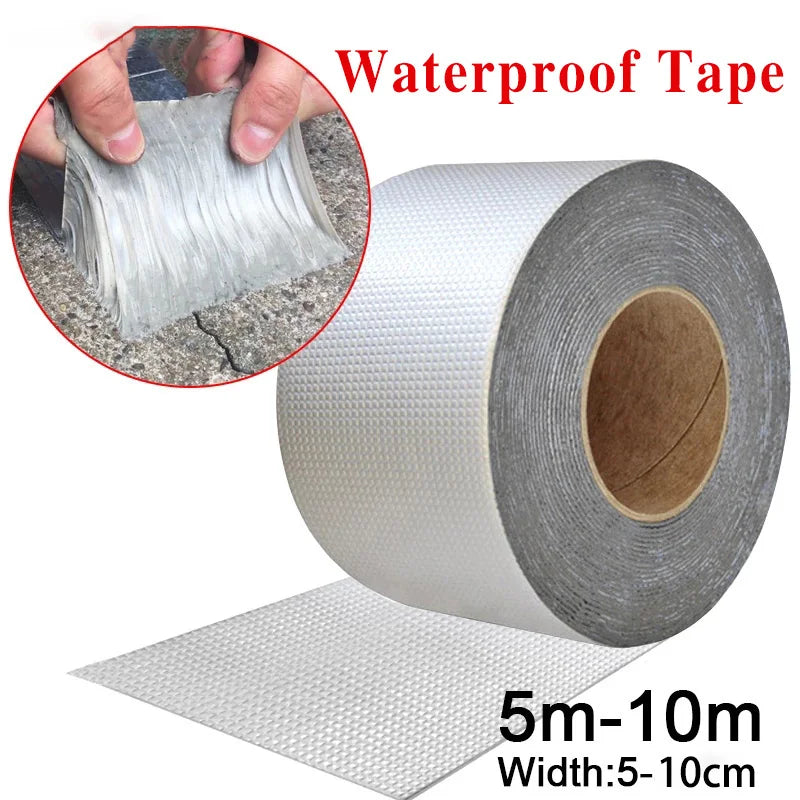 Waterproof Tape High Temperature Resistance Aluminum Foil Thicken Butyl Tape Wall Pool Roof Crack Duct Repair Sealed Self Tape Beauty World Shop