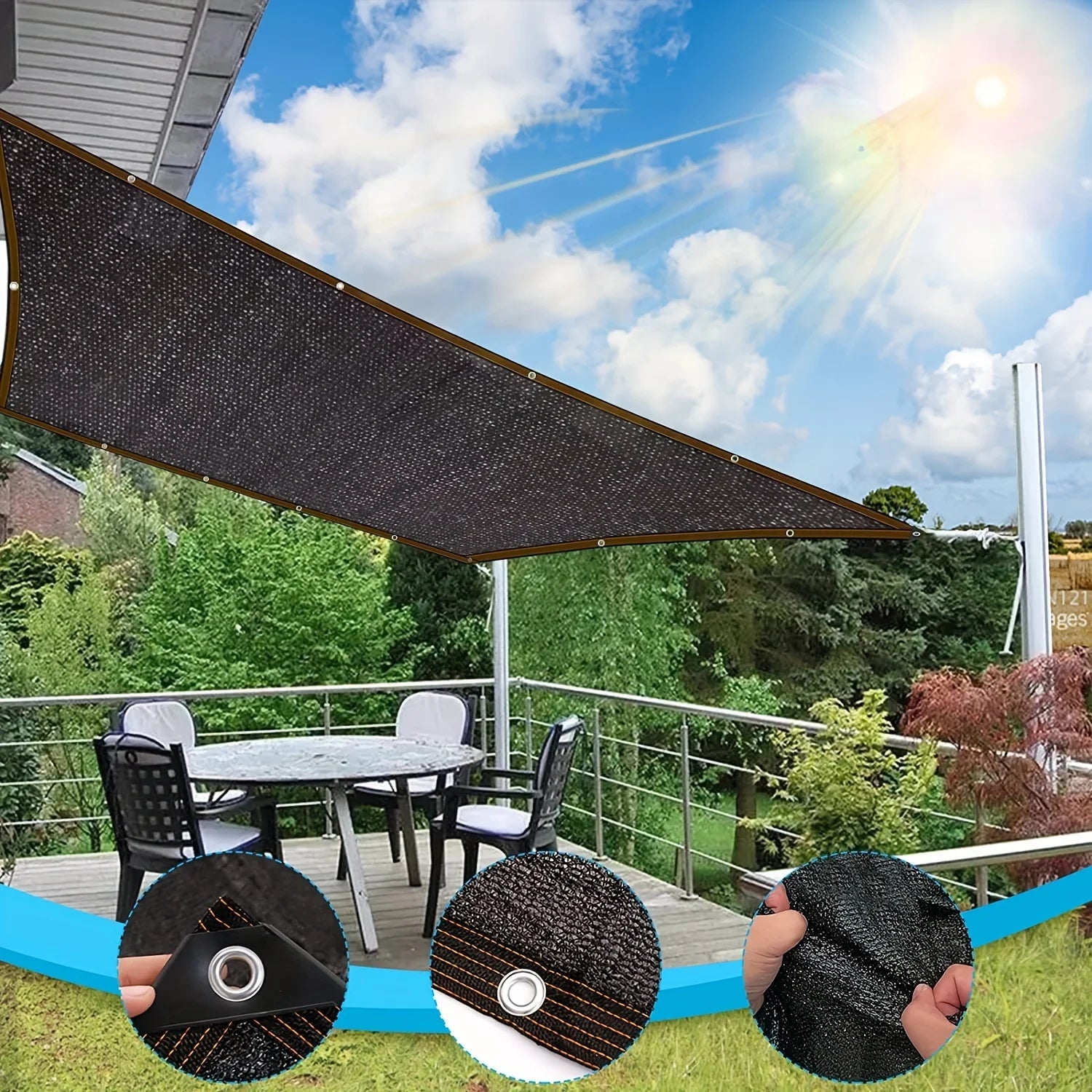 Black Shade Cloth Sunblock Mesh Cover Taped Edge With Grommets, Sun Net For Pergola, Plants Greenhouse, Gardens, Patio, Canopy Beauty World Shop