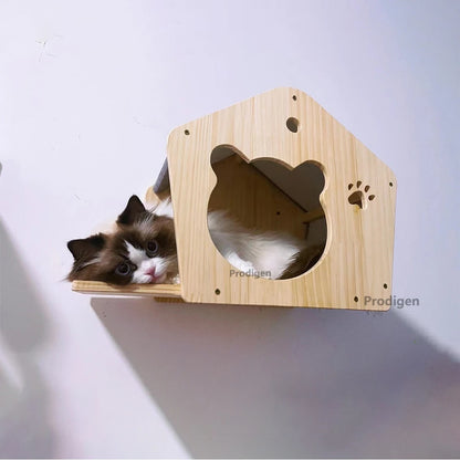 Cat Wall Climbing House Shelf Bed Wall Mounted Tree Tower Hiding House Villa Castle for Indoor Cats Accessories Sleeping