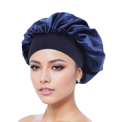 Wide-brimmed High Elastic Hair Band Female Pile Cap Autumn Lunar November Beauty Hair Care Hat Satin Nightcap Beauty Fashion